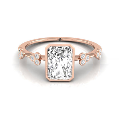 Clover Bezel Accent Solitaire Radiant, in 14K Rose Gold – front view | RockHer