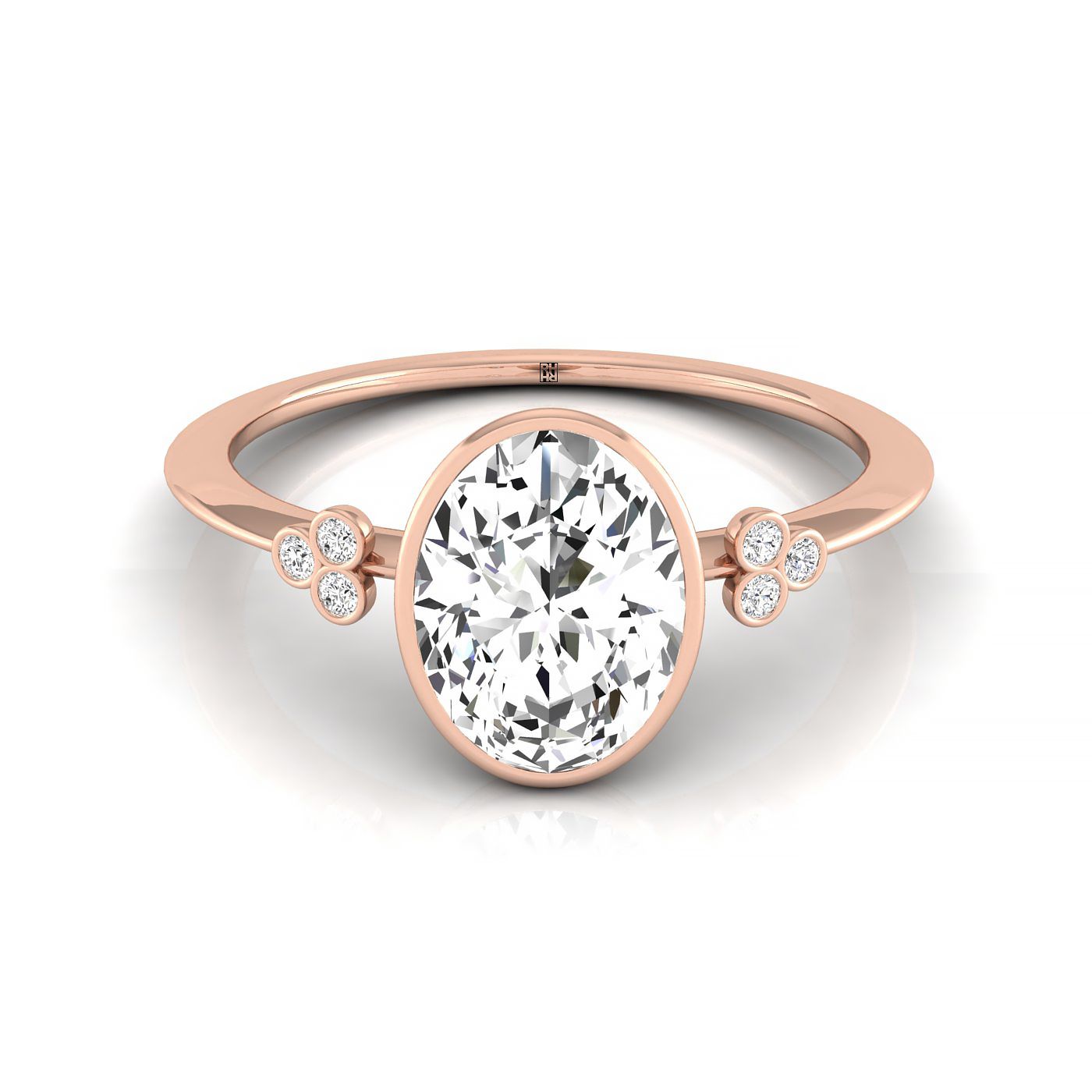 The Selena clover bezel accent solitaire engagement ring setting, shown in 14K Rose Gold | RockHer