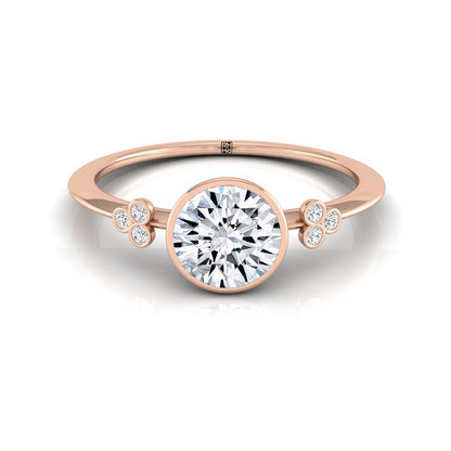 Round Brilliant, Clover Bezel Accent Solitaire Round, in 14K Rose Gold – front view | RockHer