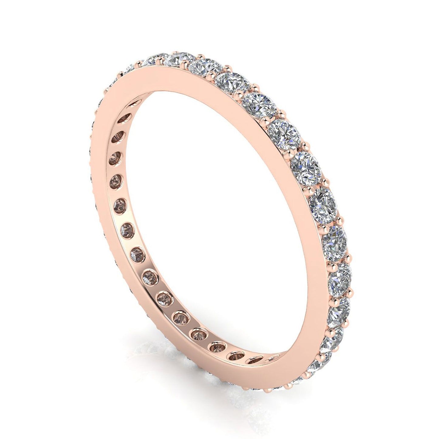 Round Brilliant Cut Diamond Pave Set Eternity Ring In 14k Rose Gold  (0.99ct. Tw.) Ring Size 8.5