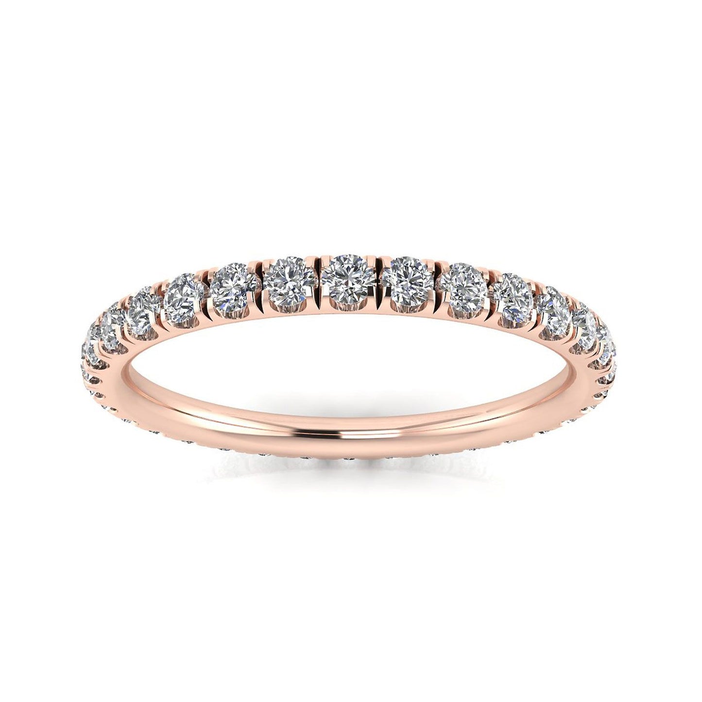 Round Brilliant Cut Diamond Split Prong Set Eternity Ring In 14k Rose Gold  (0.74ct. Tw.) Ring Size 8