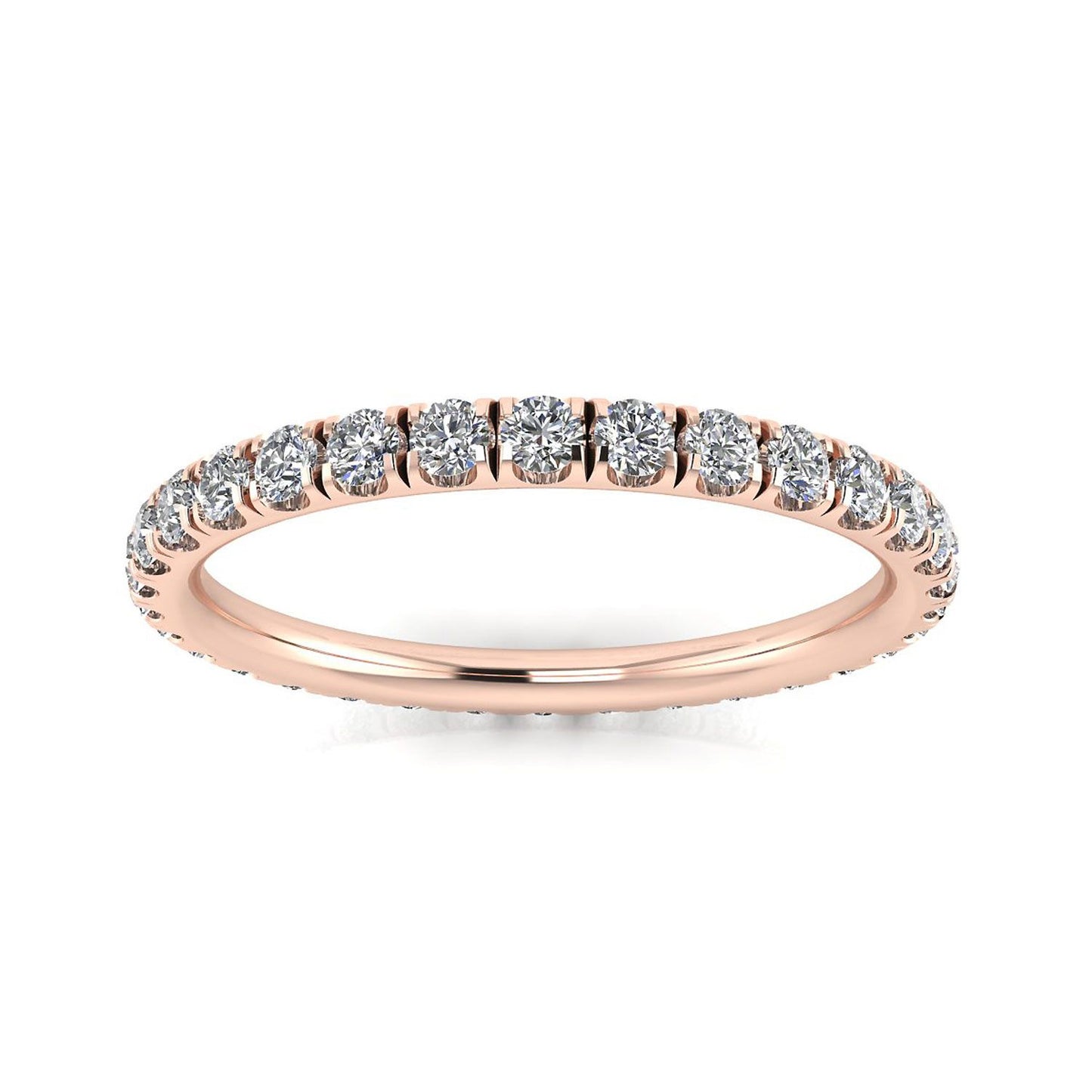 Round Brilliant Cut Diamond Split Prong Set Eternity Ring In 14k Rose Gold  (1.02ct. Tw.) Ring Size 9