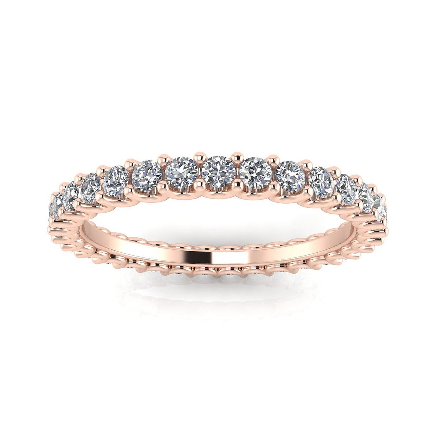 Round Brilliant Cut Diamond Shared Prong Set Eternity Ring In 14k Rose Gold  (0.66ct. Tw.) Ring Size 5