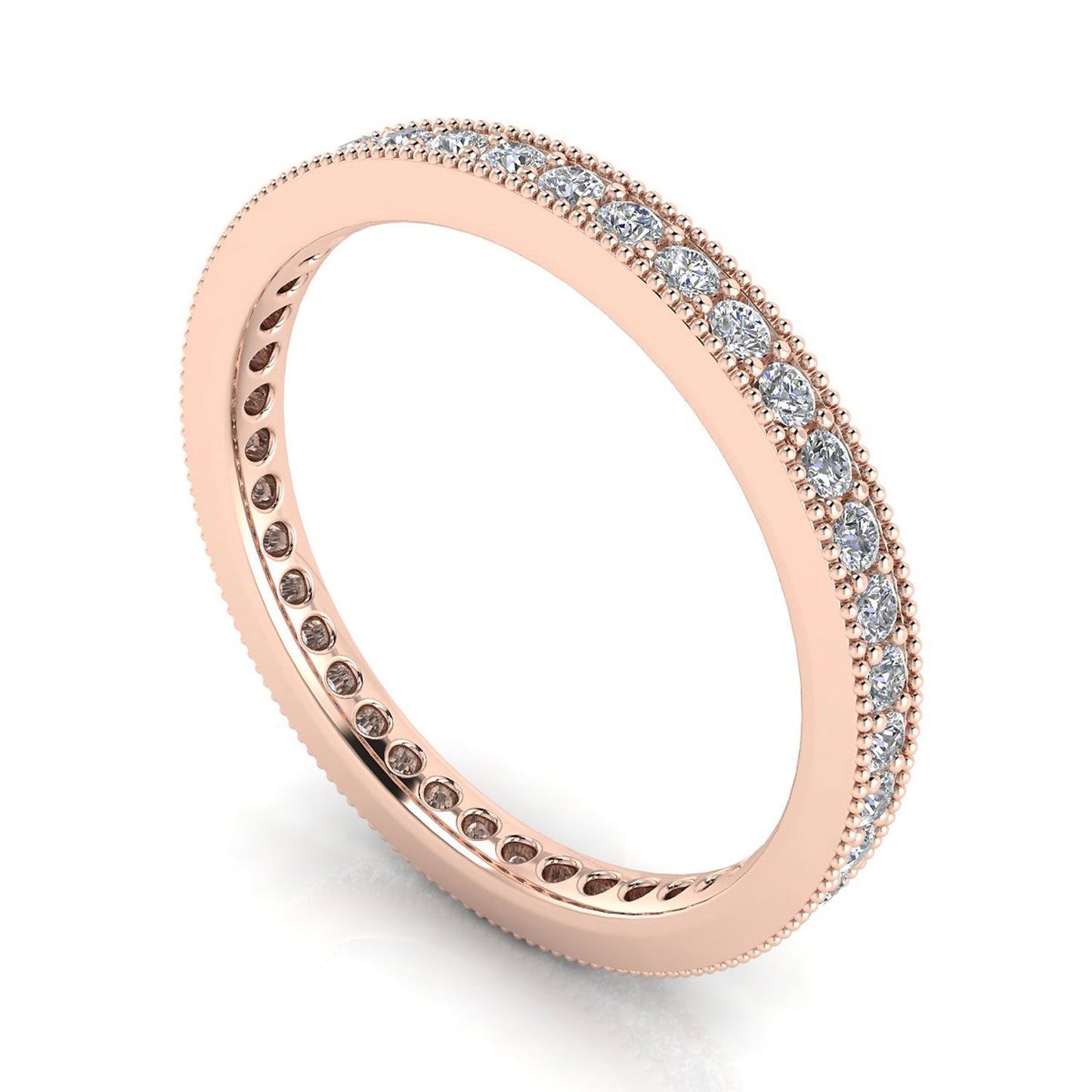 Round Brilliant Cut Diamond Pave & Milgrain Set Eternity Ring In 14k Rose Gold  (0.46ct. Tw.) Ring Size 5.5