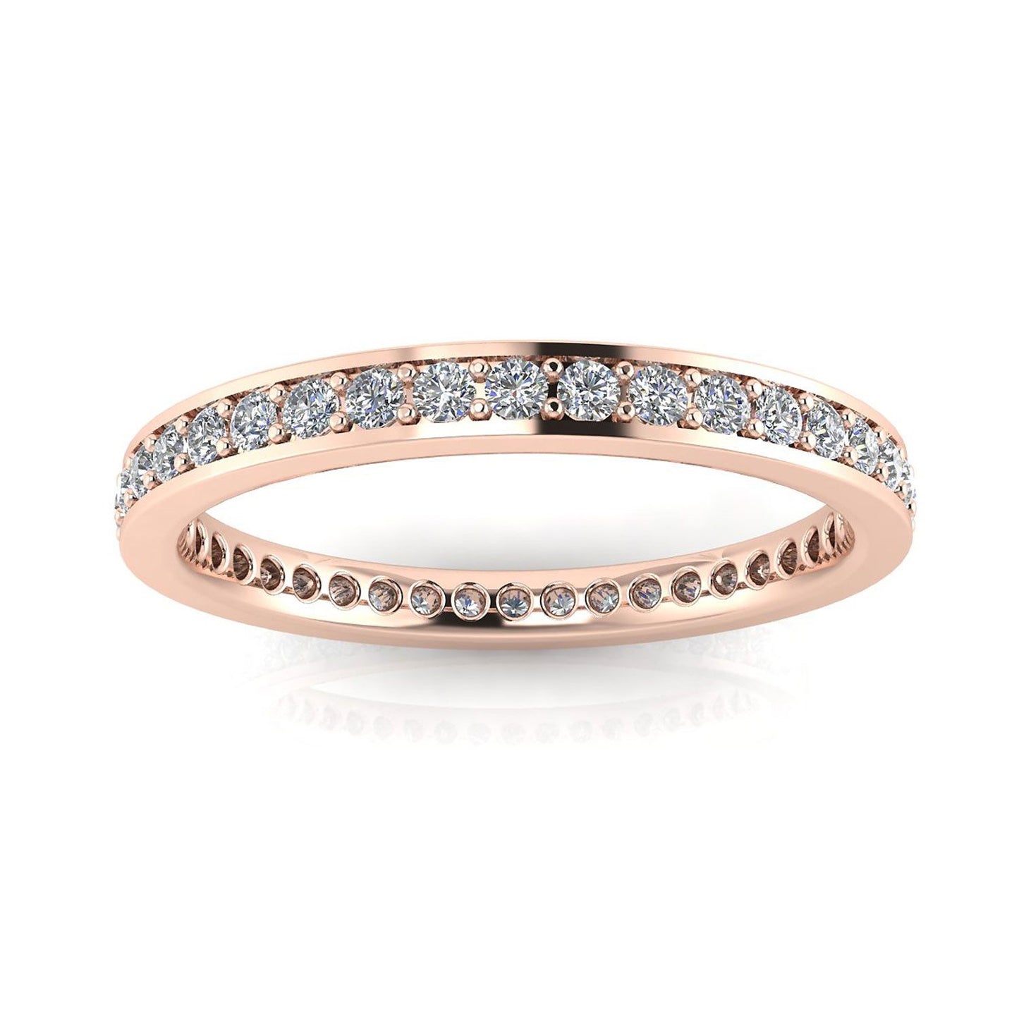 Round Brilliant Cut Diamond Channel Pave Set Eternity Ring In 14k Rose Gold  (0.68ct. Tw.) Ring Size 6