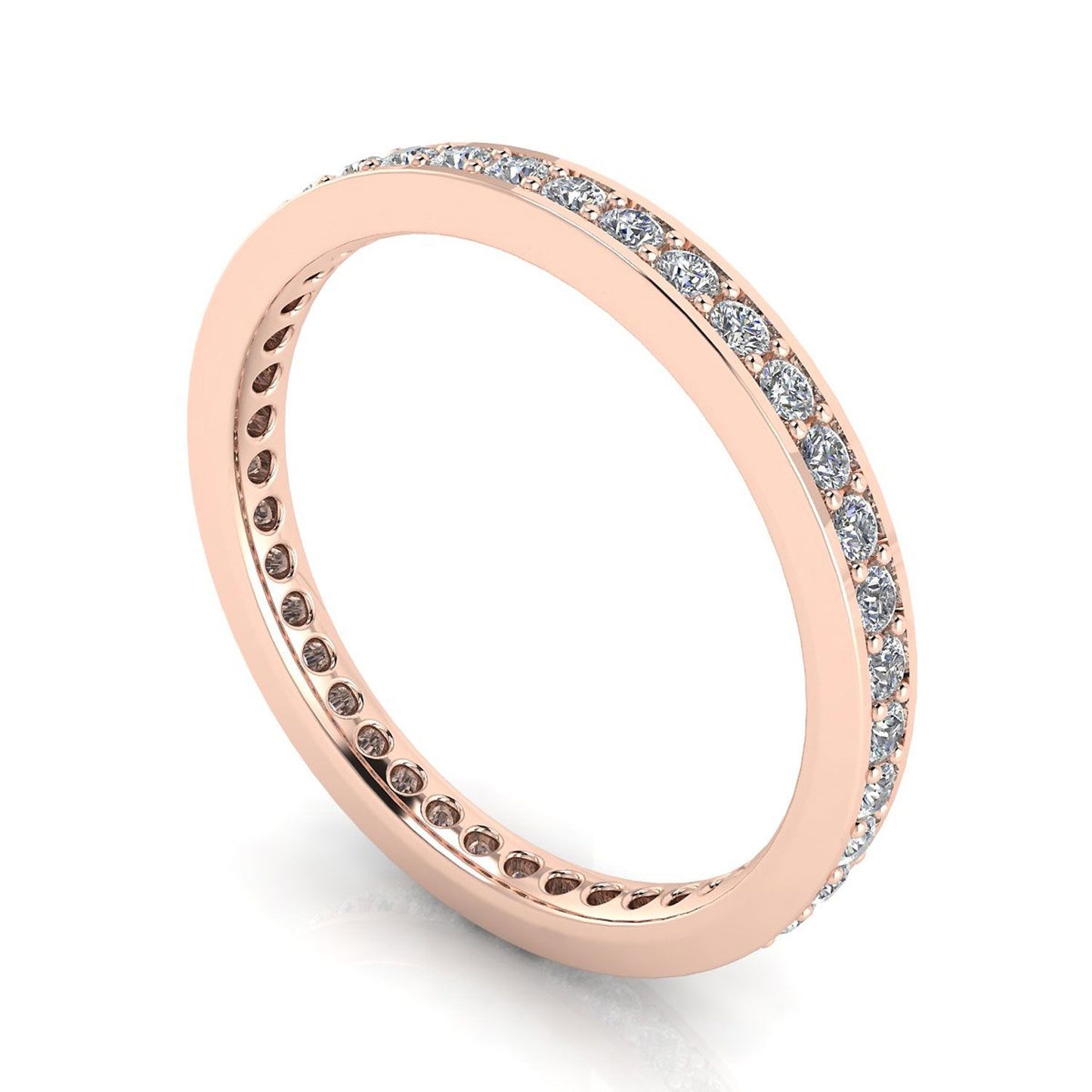 Round Brilliant Cut Diamond Channel Pave Set Eternity Ring In 14k Rose Gold  (0.7ct. Tw.) Ring Size 6.5
