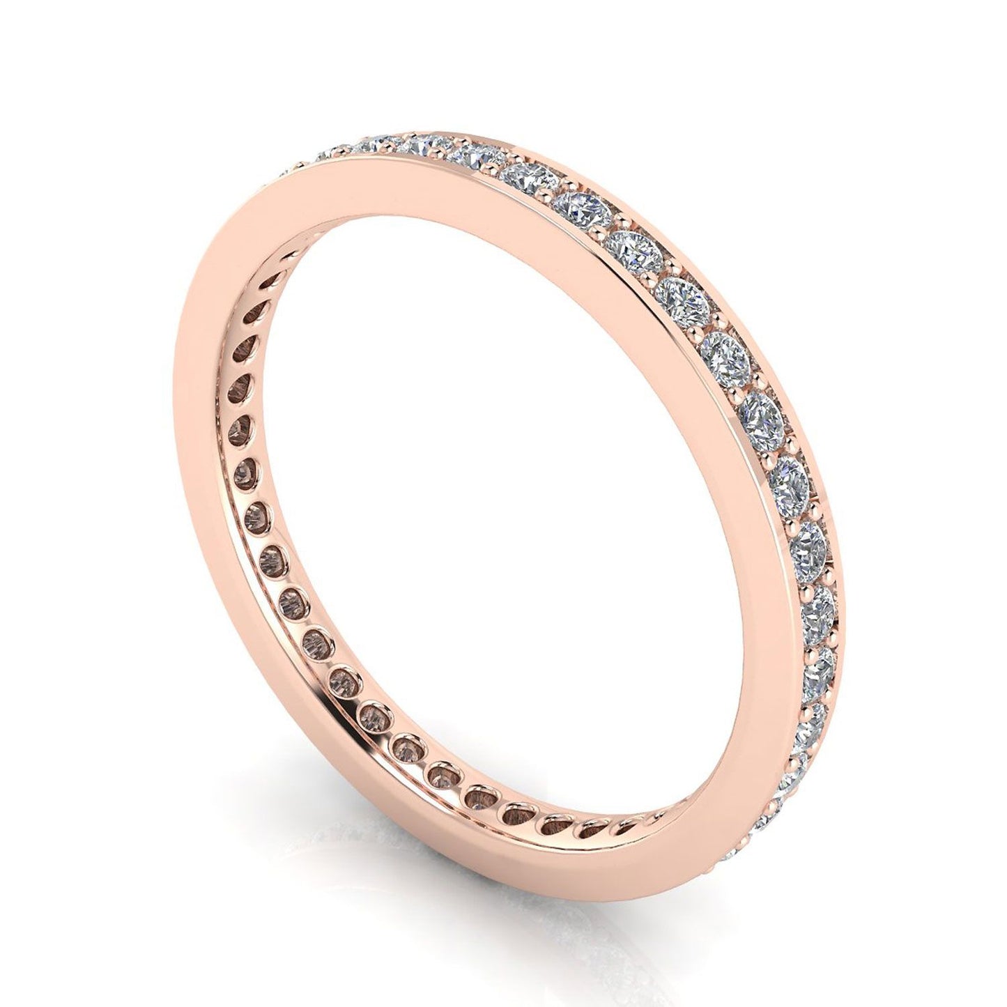 Round Brilliant Cut Diamond Channel Pave Set Eternity Ring In 14k Rose Gold  (0.92ct. Tw.) Ring Size 5.5