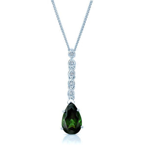 Green Tourmaline Pendant in 14K White Gold – front view | RockHer