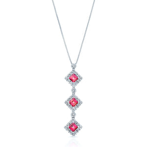 Pink Tourmaline Halo Pendant in 14K White Gold | RockHer