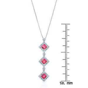 Pink Tourmaline Halo Pendant in 14K White Gold – scale reference | RockHer