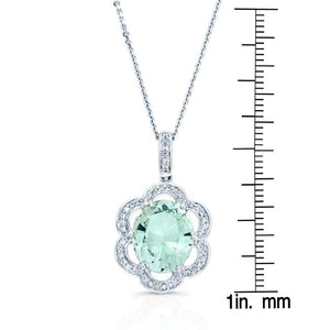Green Quartz Pendant in 14K White Gold – scale reference | RockHer