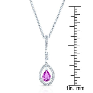 Pink Sapphire & Diamond Pendant, in 14K White Gold – side profile | RockHer