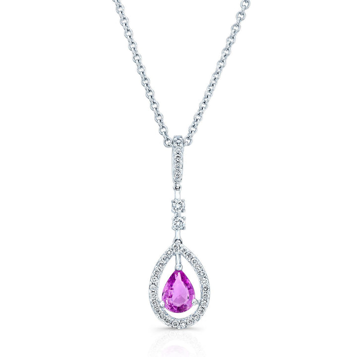 Pink Sapphire & Diamond Pendant, in 14K White Gold | RockHer