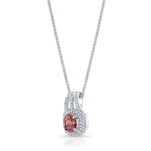 Pink Tourmaline Round Brilliant Pendant in 14K White Gold – side profile | RockHer