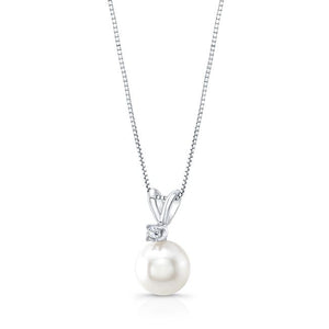 Freshwater Pearl Pear Shape Pendant in 14K White Gold, side profile | RockHer