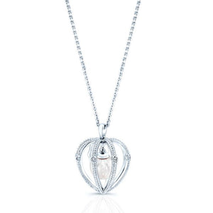 Cultured Pearl Pear Shape Pendant in 14K White Gold – back view | RockHer