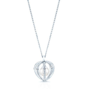 Cultured Pearl Pear Shape Pendant in 14K White Gold – front view | RockHer