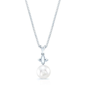 Cultured Pearl Pear Shape Pendant in 14K White Gold – back view | RockHer
