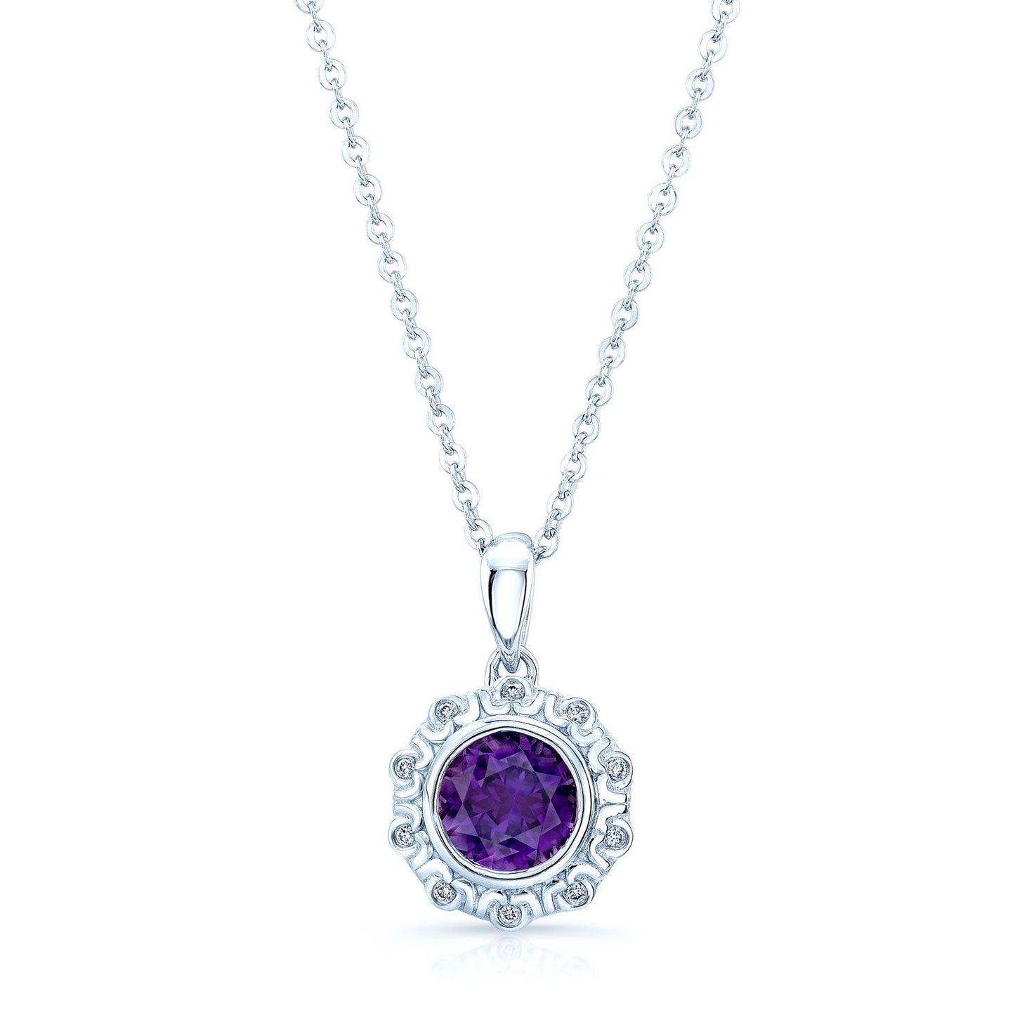 14kw Gold Amethyst & Diamond Pendant