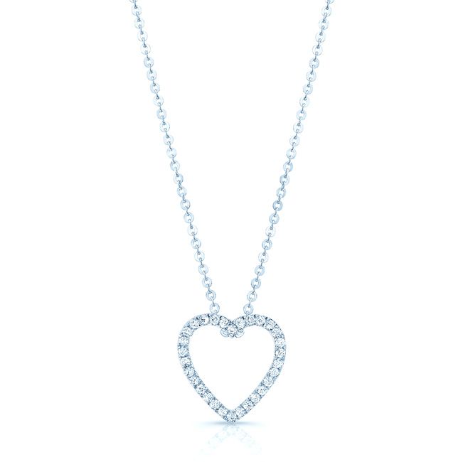 Diamond Heart Pendant In 14k White Gold
