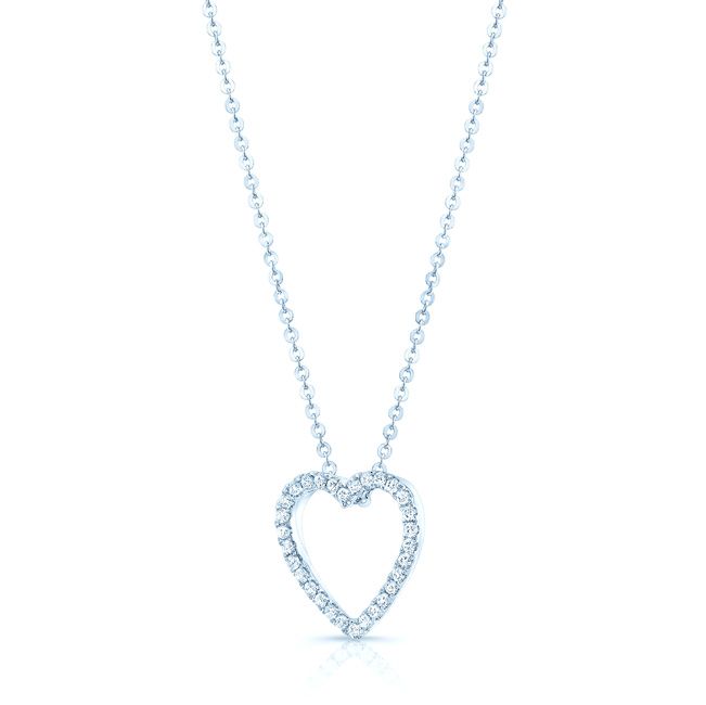 Diamond Heart Pendant In 14k White Gold