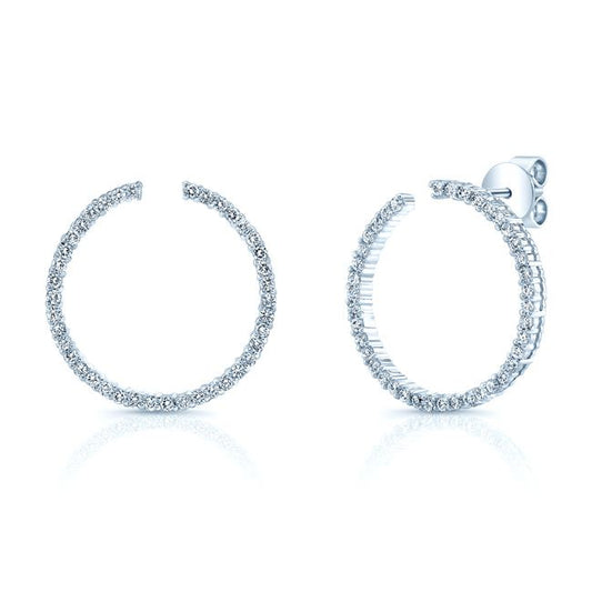 Diamond Open Circle Earrings In 14k White Gold 3/4ctw