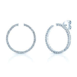 Diamond Open Circle Earrings in 14K White Gold 3/4ctw | RockHer