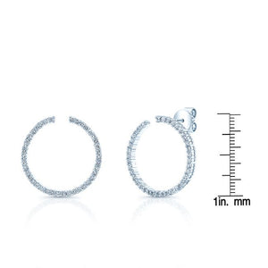 Diamond Open Circle Earrings in 14K White Gold 3/4ctw – scale reference | RockHer