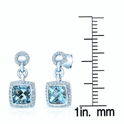 Aquamarine And Diamond Earrings In 14k White Gold