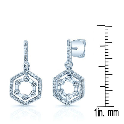 14k White Gold Hexagon Drop Earrings