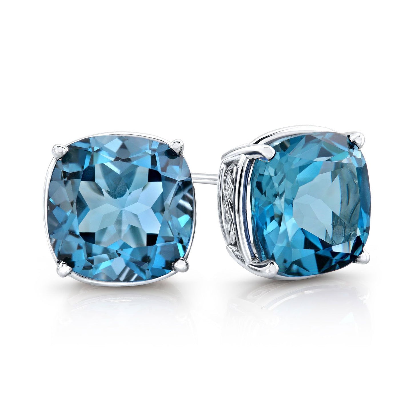 London Blue Topaz Gold Earrings In 14k White Gold (10mm)