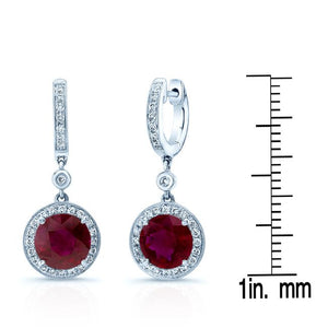 Ruby And Diamond Earrings in 14K White Gold – scale reference | RockHer