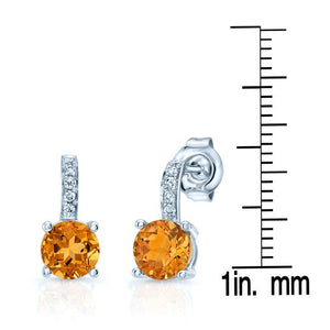 Citrine And Diamond Drop Earrings in 14K White Gold – side profile | RockHer