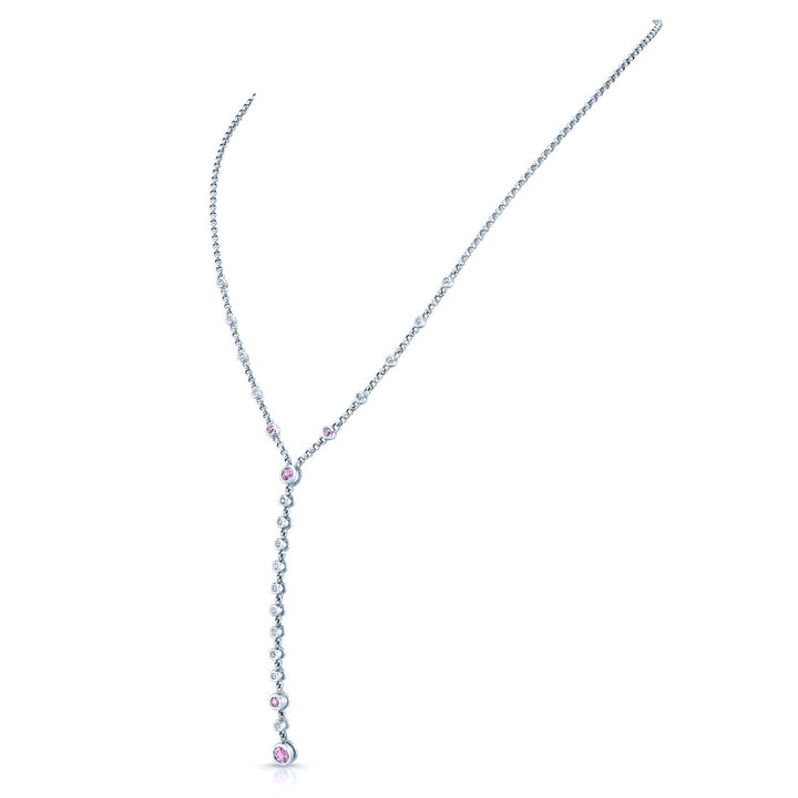 Pink Sapphire And Diamond Y- Necklace In 14k White Gold (1/5 Ct.tw.)