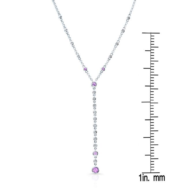 Pink Sapphire And Diamond Y- Necklace In 14k White Gold (1/5 Ct.tw.)