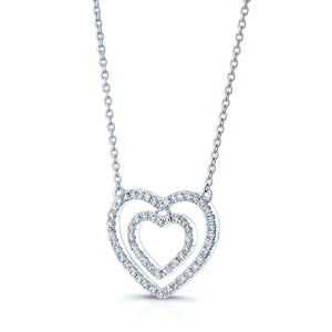 Diamond Double Heart Frame Necklace in 14K White Gold – side profile | RockHer