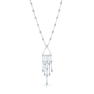 Diamond Wind Chime Dangle Necklace in 14K White Gold – front view | RockHer