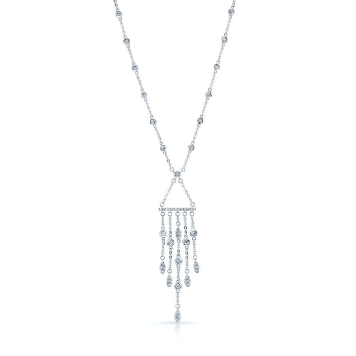 Diamond Wind Chime Dangle Necklace in 14K White Gold – front view | RockHer