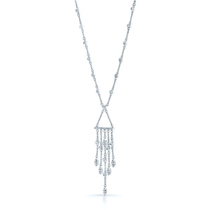 Diamond Wind Chime Dangle Necklace in 14K White Gold – side profile | RockHer