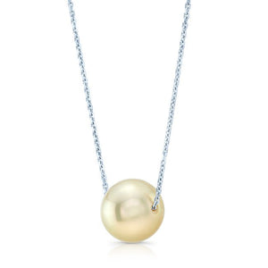 South Sea Pearl Pear Shape Pendant in 14K White Gold – side profile | RockHer