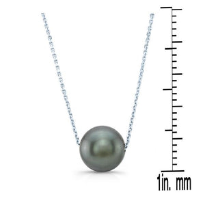 Black South Sea Pearl Floating Necklace in 14K White Gold – front view | RockHer