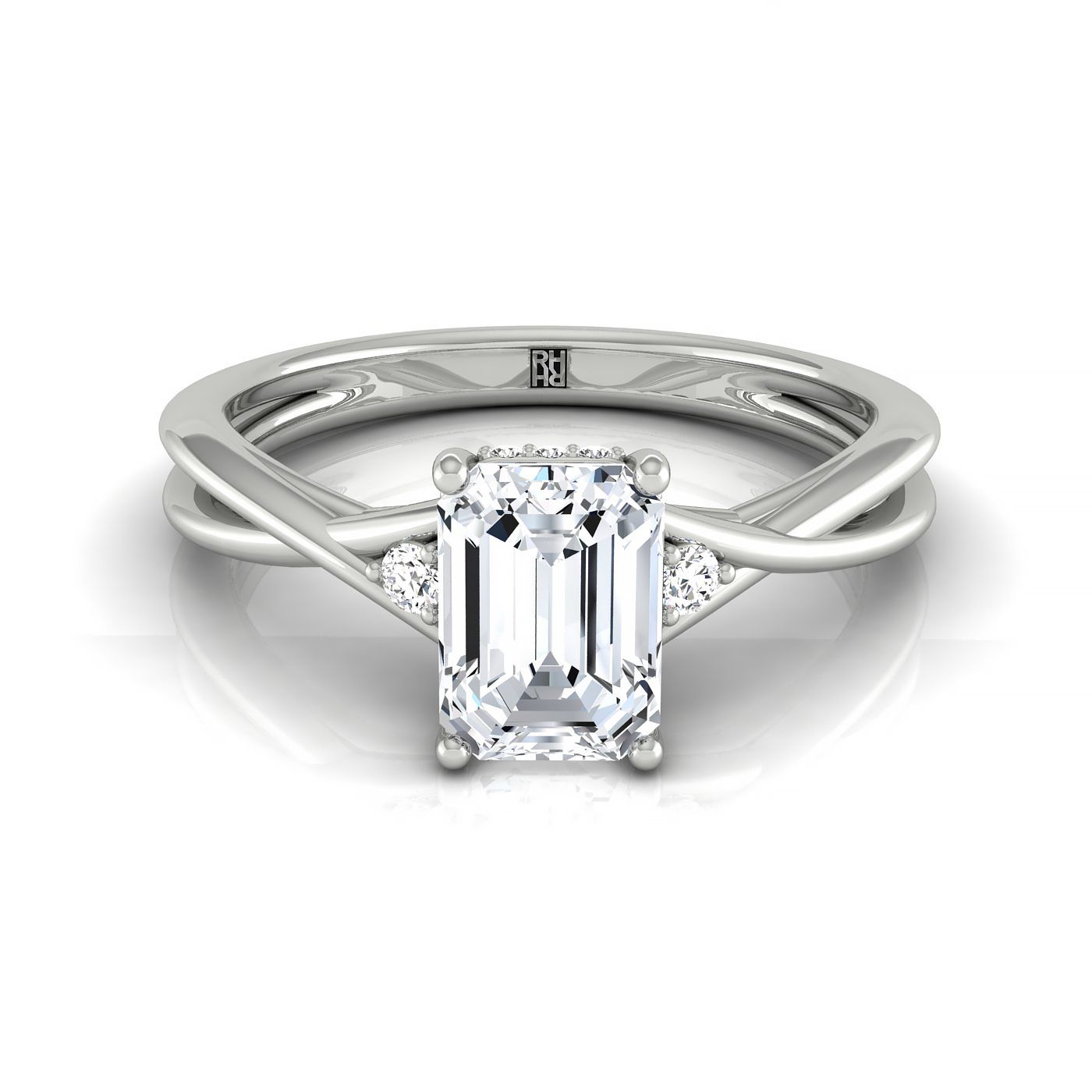 The Dusty hidden halo solitaire cut engagement ring setting, shown in 18K White Gold | RockHer