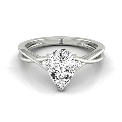 Twisted Shank Hidden Halo Solitaire Princess, in Platinum – front view | RockHer