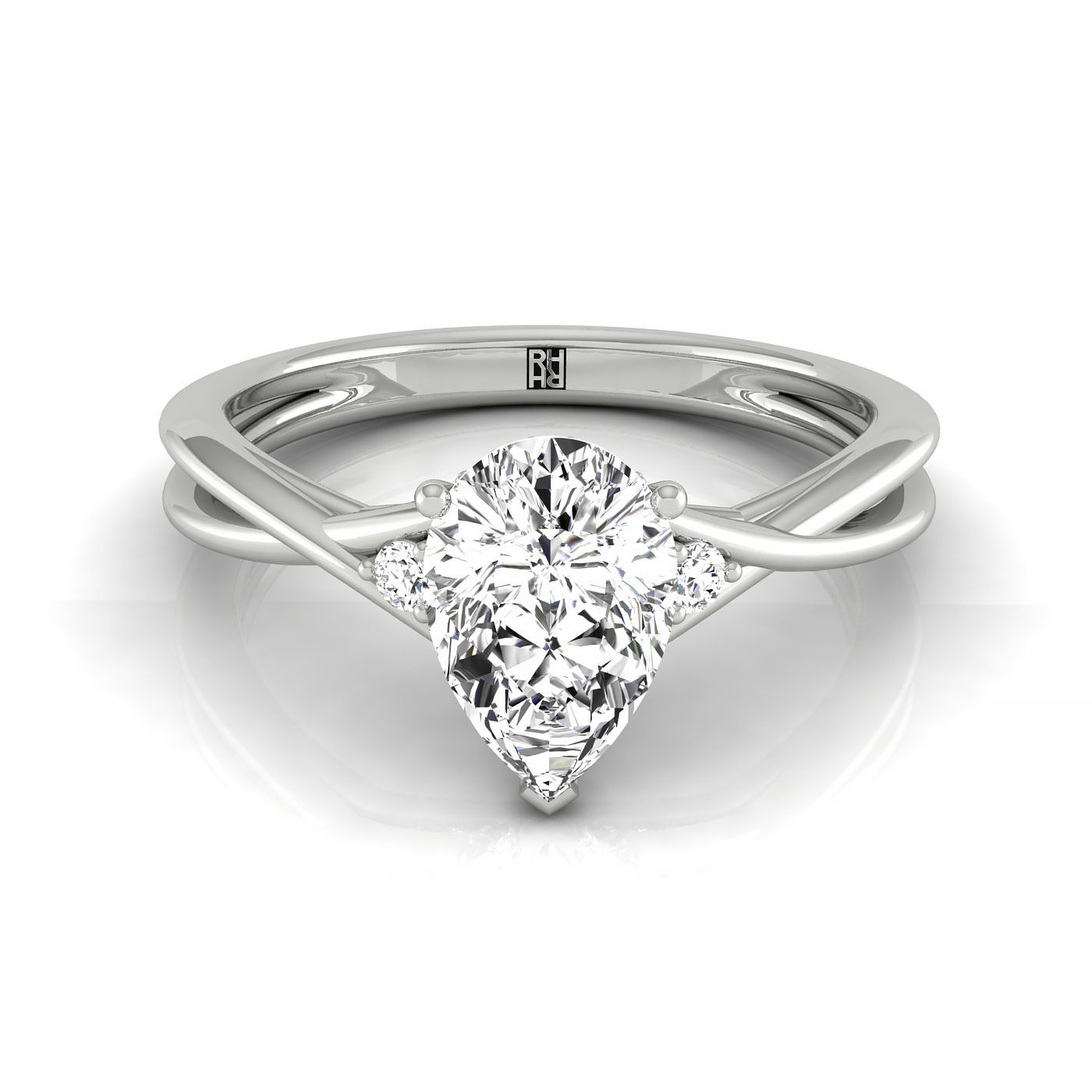 The Dusty hidden halo solitaire engagement ring setting, shown in 18K White Gold | RockHer