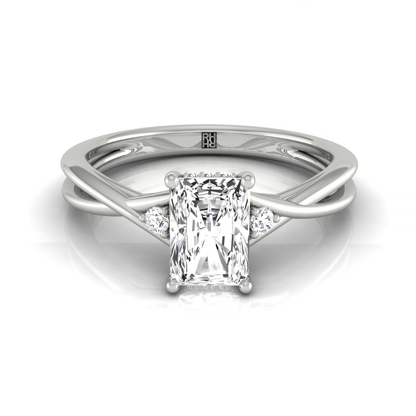 The Dusty hidden halo solitaire cut engagement ring setting, shown in Platinum | RockHer