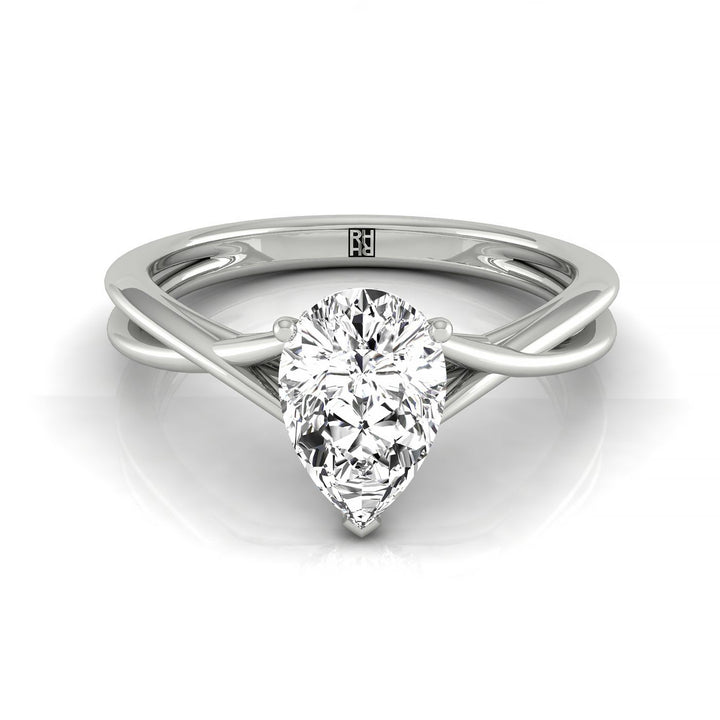 Twisted Shank Hidden Halo Solitaire Princess, in Platinum – front view | RockHer