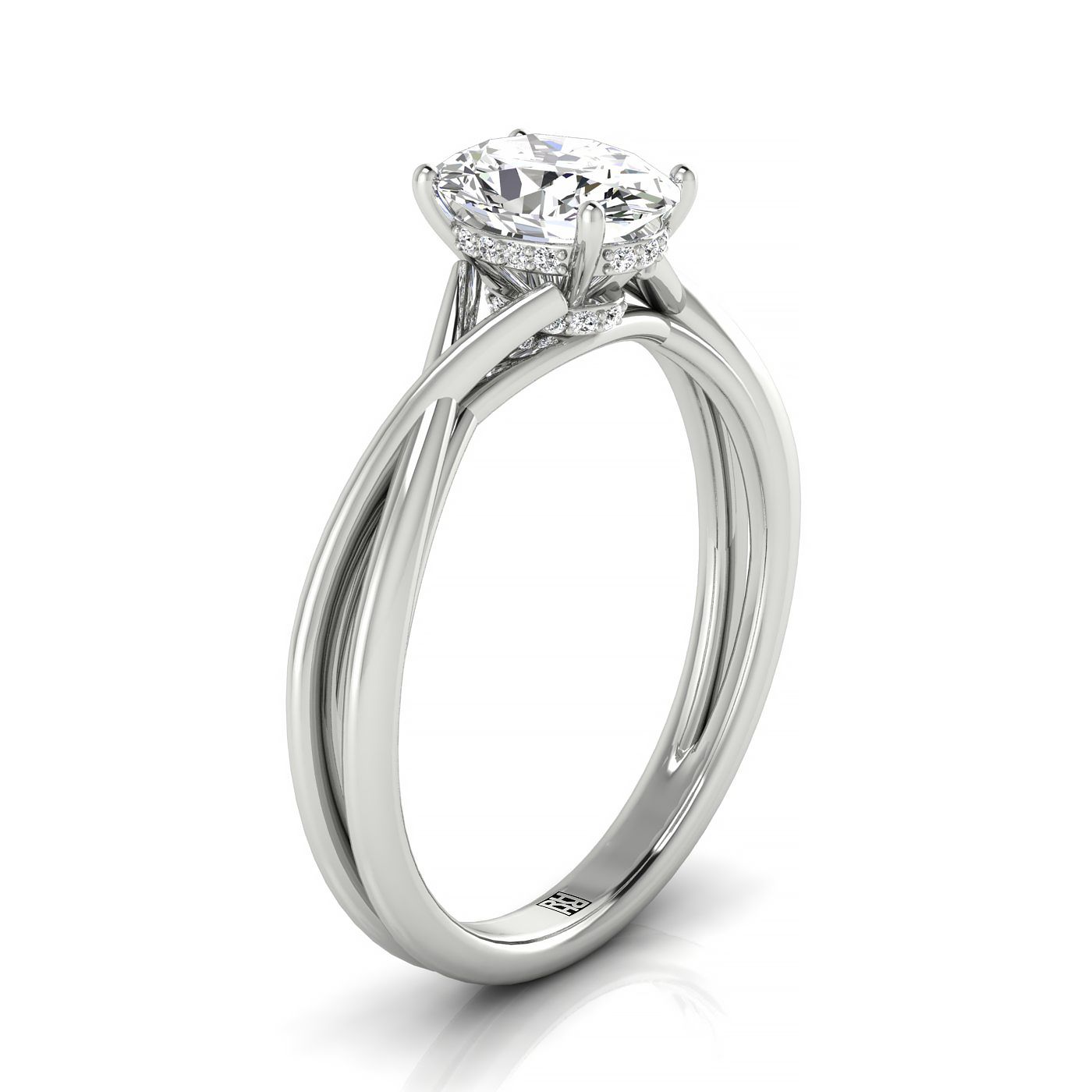 RockHer atelier photo of The Blondie oval engagement ring setting in Platinum
