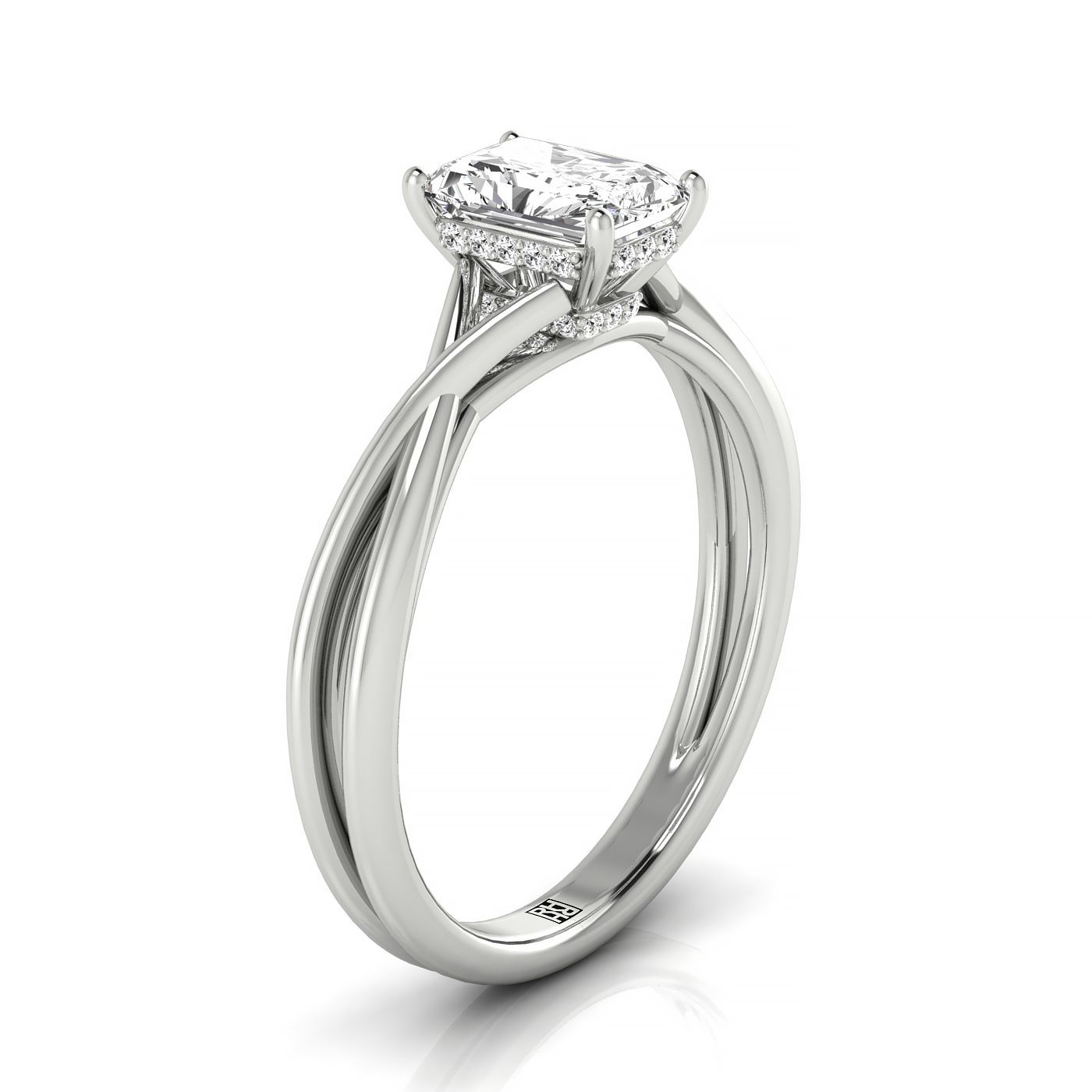 Made to order: The Blondie radiant engagement ring setting in Platinum | RockHer
