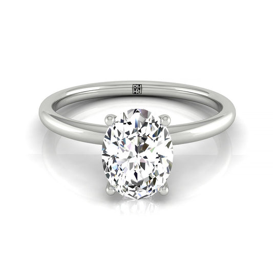 18kw Oval Double Hidden Halo Solitaire Engagement Ring With 22 Prong Set Round Diamonds