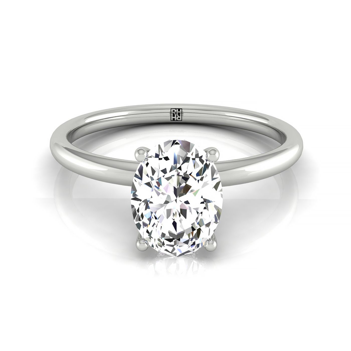 The Dolly oval setting in Platinum, a double hidden halo solitaire design from RockHer